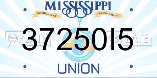 37250I5 Mississippi License Plate
