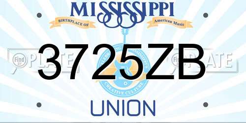 3725ZB Mississippi License Plate