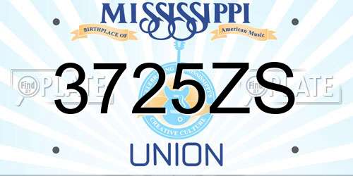 3725ZS Mississippi License Plate