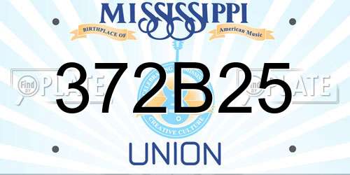 372B25 Mississippi License Plate