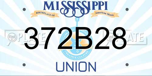 372B28 Mississippi License Plate