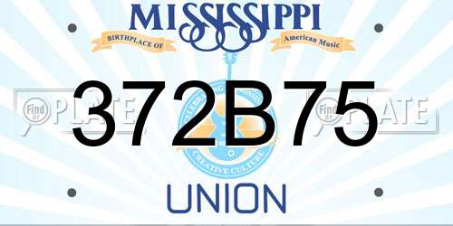 372B75 Mississippi License Plate
