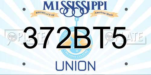 372BT5 Mississippi License Plate