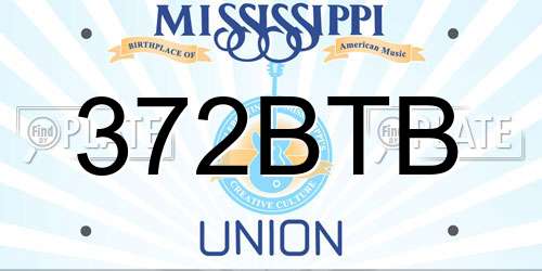 372BTB Mississippi License Plate