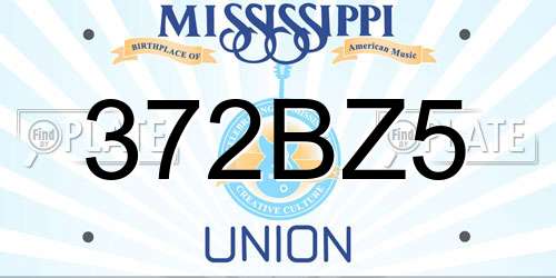 372BZ5 Mississippi License Plate