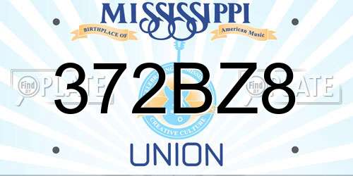 372BZ8 Mississippi License Plate