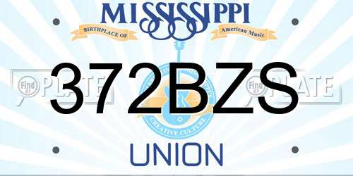 372BZS Mississippi License Plate