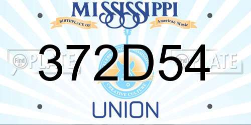 372D54 Mississippi License Plate