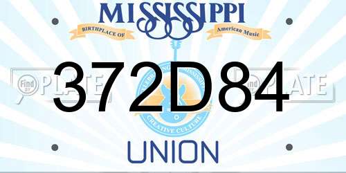 372D84 Mississippi License Plate