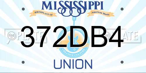 372DB4 Mississippi License Plate