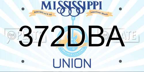 372DBA Mississippi License Plate