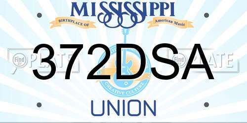 372DSA Mississippi License Plate