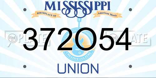 372O54 Mississippi License Plate