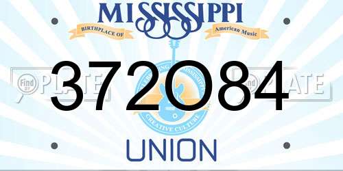 372O84 Mississippi License Plate