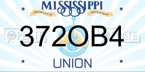 372OB4 Mississippi License Plate