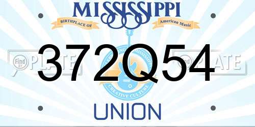 372Q54 Mississippi License Plate