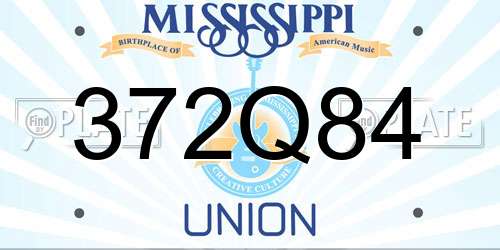 372Q84 Mississippi License Plate