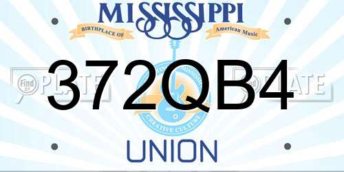 372QB4 Mississippi License Plate