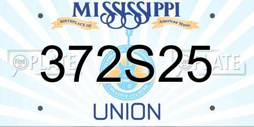 372S25 Mississippi License Plate