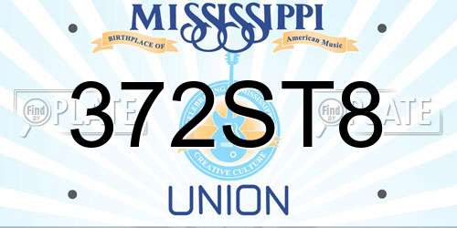 372ST8 Mississippi License Plate