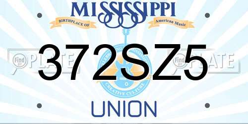 372SZ5 Mississippi License Plate