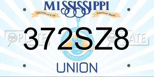 372SZ8 Mississippi License Plate
