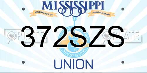 372SZS Mississippi License Plate