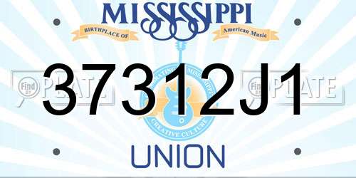 37312J1 Mississippi License Plate