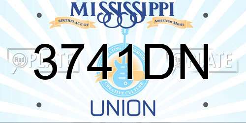 3741DN Mississippi License Plate
