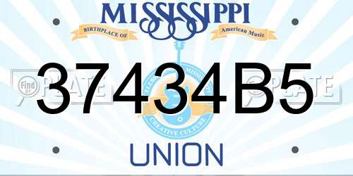 37434B5 Mississippi License Plate