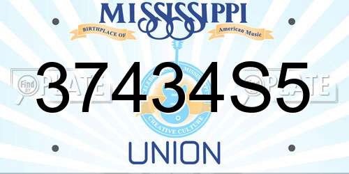 37434S5 Mississippi License Plate