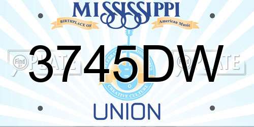 3745DW Mississippi License Plate