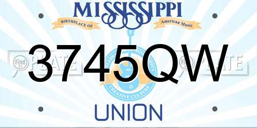 3745QW Mississippi License Plate
