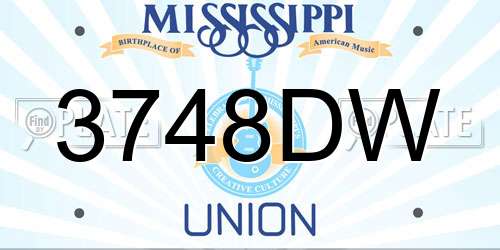 3748DW Mississippi License Plate