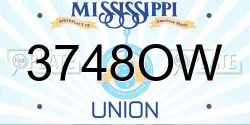 3748OW Mississippi License Plate