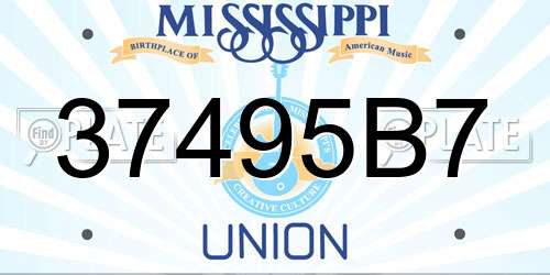 37495B7 Mississippi License Plate
