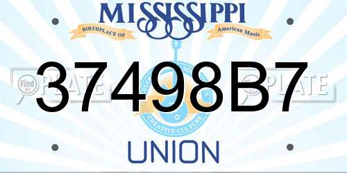 37498B7 Mississippi License Plate