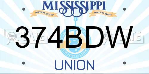 374BDW Mississippi License Plate