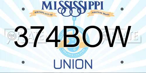 374BOW Mississippi License Plate