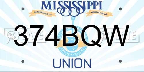 374BQW Mississippi License Plate