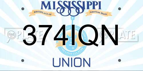 374IQN Mississippi License Plate