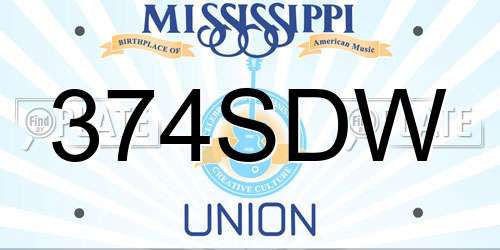 374SDW Mississippi License Plate