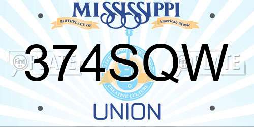 374SQW Mississippi License Plate