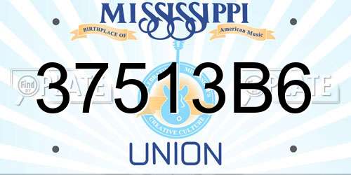 37513B6 Mississippi License Plate