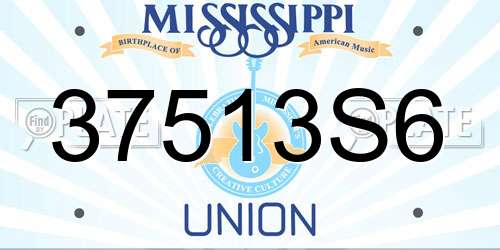 37513S6 Mississippi License Plate