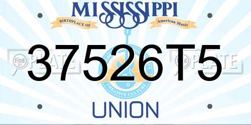 37526T5 Mississippi License Plate