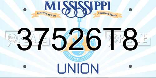 37526T8 Mississippi License Plate