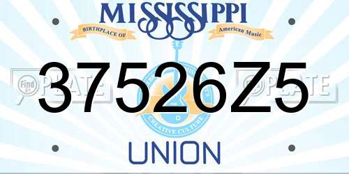 37526Z5 Mississippi License Plate