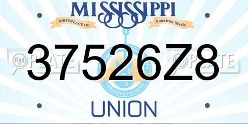 37526Z8 Mississippi License Plate