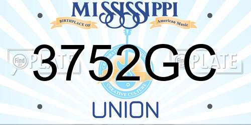 3752GC Mississippi License Plate